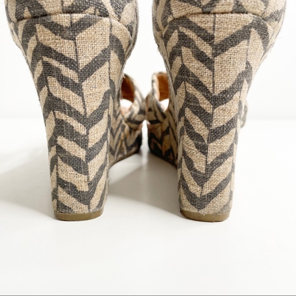 Toms sienna wedge sandal chevron burlap tan black - Picture 7 of 13